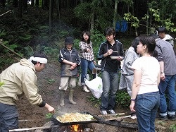 BBQ with harvested bamboo shoots!